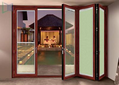 China Double Glazed Aluminium Folding Doors Soundproof Energy Saving With Built In Blinds for sale