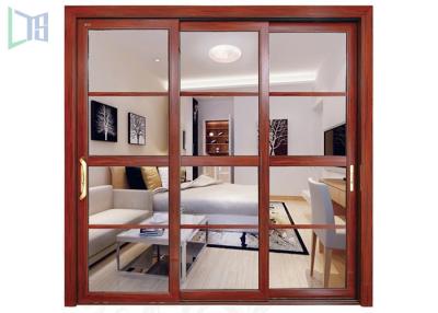 China Heat Transfer Aluminium Sliding Windows Wood Grain Color Customzied Size for sale