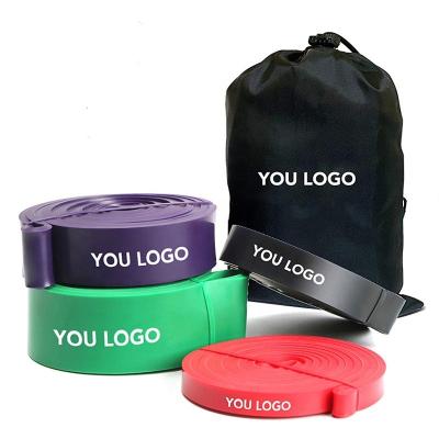 China Eco-friendly Custom Printed Gym Fitness Stretching Latex Home Adjustable Loop Non Slip Exercise Resistance Bands Elastic Bands With Logo for sale