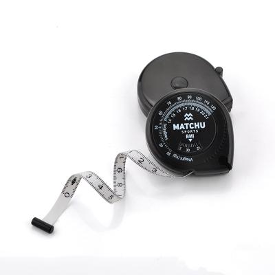 China New retractable soft plastic black wheel calculator bmi health tape measure lose fat weight calculator for sale