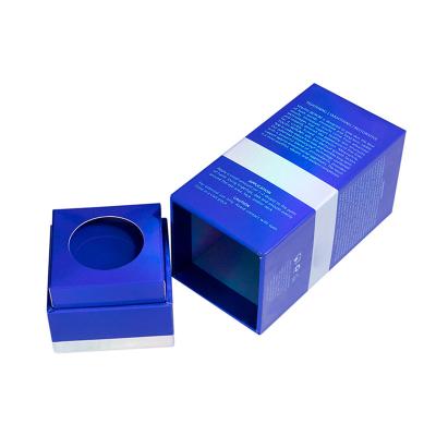 China Custom Wholesale Luxury Handmade Logo Eco Friendly Cardboard Rigid Small and Raw Paper Blue Lid Gift Box for sale