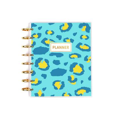 China 2022 Printed Custom Classic College New Gold Plastic Disc Wire Bound Journal Ordered Punched Notebook Composition Notebook Planner for sale