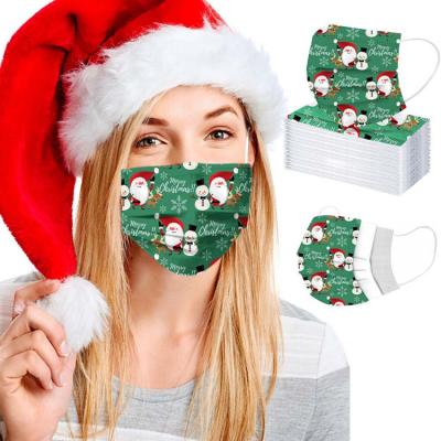 China One time 2020 fashion hot-selling Christmas party printed civil maskses disposable 3-layer non-woven meltblown protective adult facemask for sale