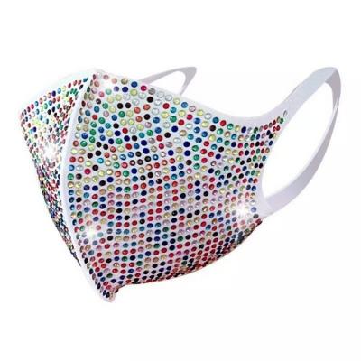 China 2020 New Christmas Fashion Party Decoration Maskes Fashion Rhinestone Wholesale Cheap Face Cover Shiny Creative Breathable Washable Facemask Hot Sale for sale