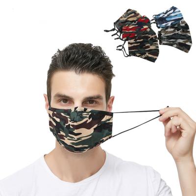 China Wholesale Fashion Hot Selling Men's Camouflage Cotton Maskes 3 Layers Can Be Put Filter Dustproof Reusable Durable Facemask for sale