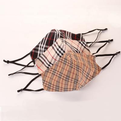 China Daily new fashion cotton plaid hot-selling maskes can put adjustable filter and reusable high quality soft and breathable facemask for sale