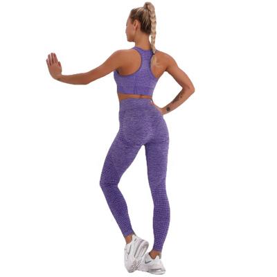 China 2021 Hot Selling Breathable Wholesale Cheap Seamless Knitted Yoga Pants Fitness Yoga Sportswear Ladies Leggings Leggings And Body Yoga Bra 2 Piece Set for sale