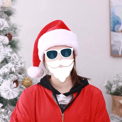 China Christamas Decoration Plush Christmas Decorations Plush Christmas Hat Short High-end Dress Up Big Ball Thickened Luxury Santa Hat for sale