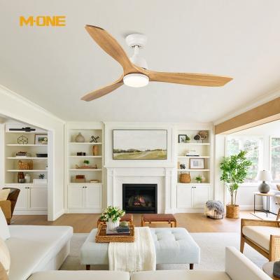 China Modern Wholesale Best Manufacturer Metal Copper White Solid Wood 3 Blades DC Led Ceiling Fan With Light for sale