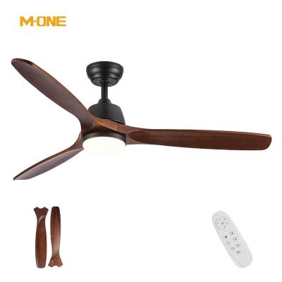 China Hotel Modern Electric Living Room Bedroom Solid Wood Wooden 3 Blade 52 Inch Ceiling Fan With Light for sale