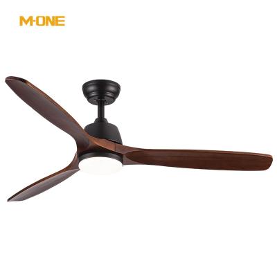 China Modern OEM /ODM Modern Remote Fan Lamp Living Room Bedroom Decorative Solid Wood 3 Blades LED Ceiling Fan With Light for sale