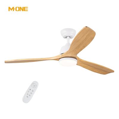 China Modern Custom Europe Style Nature Color 3 Wooden Blades Lamp Change Light LED Decorative Ceiling Fan With Remote Control for sale