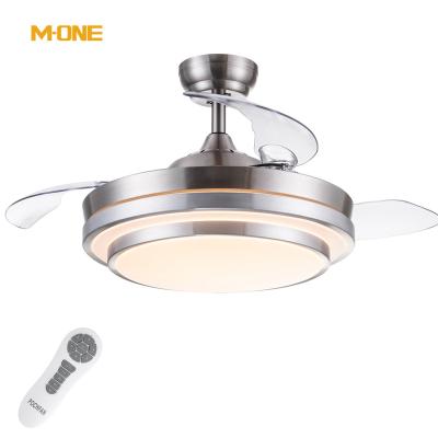 China Modern Super Silent Motor Full Copper Diameter BLDC LED Living Room 42inch Bedroom Retractable Ceiling Fan With Remote Control for sale