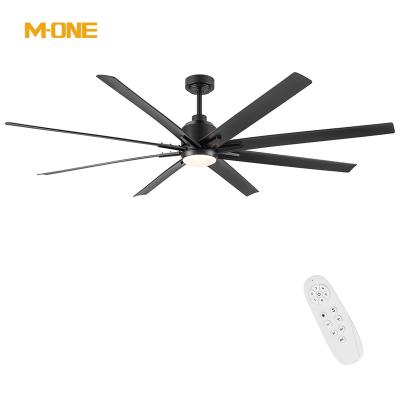 China Wholesale China DC 8 Blade Electric Motor Energy Saving Ventilador De Techo Modern Black LED Remote Control Ceiling Fan With Light for sale