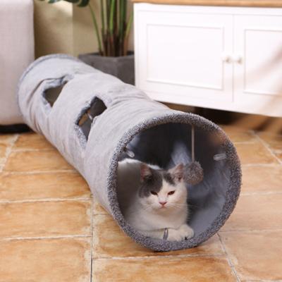 China Viable Pet Cat Tunnel Collapsible, Cat Toys Play Tunnel Durable Suede Shelter Pet Fold Tunnel With Ball for sale