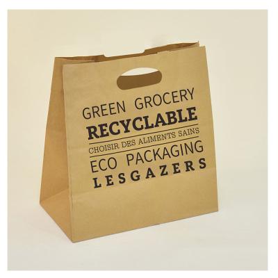 China Eco - Friendly Paper Material Washable Flat Bag Custom Kraft Paper Food Shopping Bag for sale