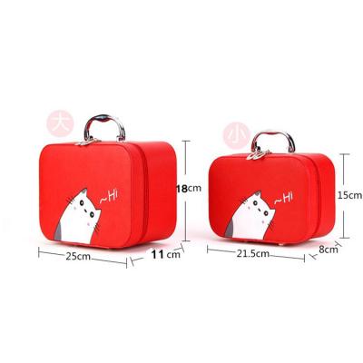 China Large Size Leatherette Travel Zipper Cosmetic Bag PU Anti-knock Single Layer Makeup Bag for sale