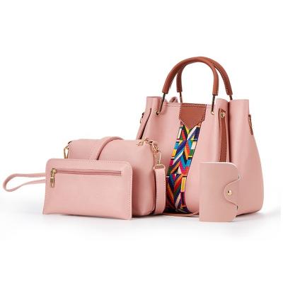 China Lady 2019 New Arrival Multifunctional Fashion Design Waterproof PU Leather Pink Shoulder Handbag Tote For Women for sale