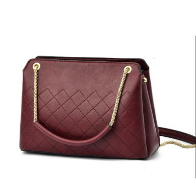 China Custom Wholesale High Quality Tote Bag Burgundy Ladies Hand Logo Women PU Leather Bags Women Handbag Ladies for sale