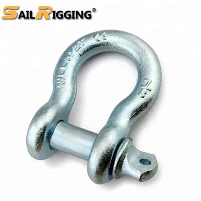 China Heavy Industry Rigging Hardware Electro Galvanized Steel Metal Screw Pin Anchor Bow Shackles for sale