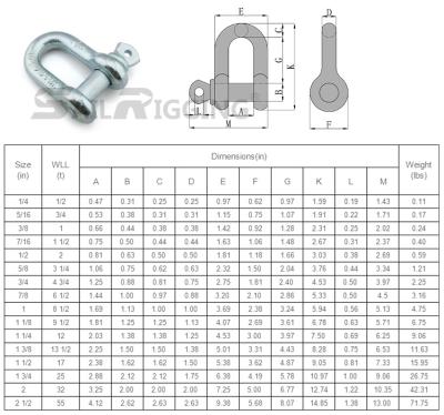 China Heavy Industry Standard G210 USA D Shackle With Screw Pin High Precision Made Of Carbon Steel for sale