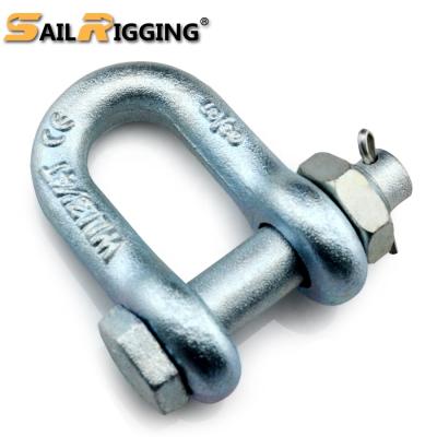 China Pin Dee Shackle G-2150 150ton Marine Lifting Chain D Screw Carbon Steel Forged Shackles With Safety Bolt Pin for sale