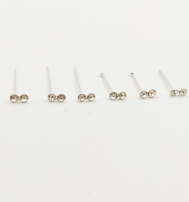 China 925 Sterling Silver Clear FASHIONED Indian Crystal Nose Stud Pin Stud Unisex Unique Piercing Jewelry for sale