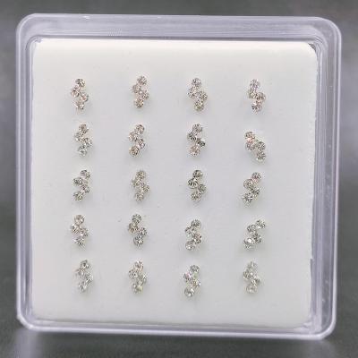 China FASHIONABLE 925 Sterling Sliver Clear Crystal Nose Bone Lighting Shape Nose Stud for sale