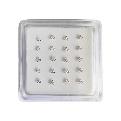 China FASHIONABLE Hot Selling 925 Sterling Sliver Clover Shaped I Bend Nose Studs for sale