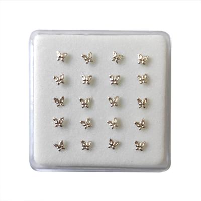 China FASHIONABLE 925 Sterling Silver Butterfly Nose Stud Ring Fashion Nose Piercing Jewelry for sale