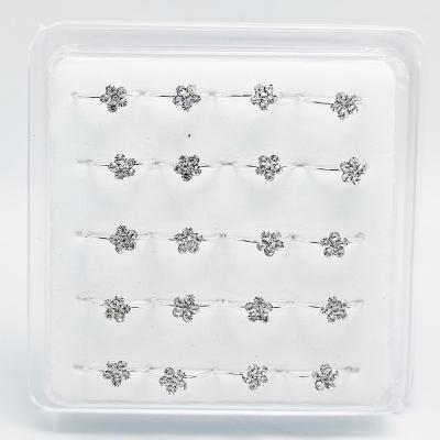 China FASHIONABLE Nose Ring Stud Hoop Sparkly Clear Crystal Nose Ring from 925 Sterling Silver Small Thin Flower for sale