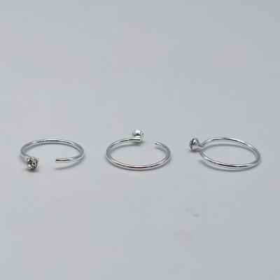 China Wholesale Trendy Crystal Nose Ring Clear 925 Sterling Silver Nariz Nose Body Piercing Jewelry for sale