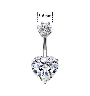 China 925 FASHIONABLE Sterling Silver Heart Shape Belly Rings Body Navel Piercing Rings for sale