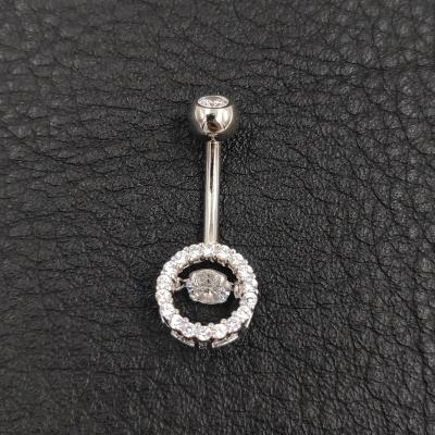 China TRENDY Navel Belly Button Rings Belly Piercing Cubic Zircon 925 Sterling Silver Barbell Jewelry for sale