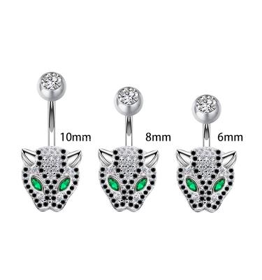 China FASHIONABLE Leopard Animal Navel Rings 925 Sterling Silver Navel Piercing Belly Ring for Girls Navel Jewelry for sale