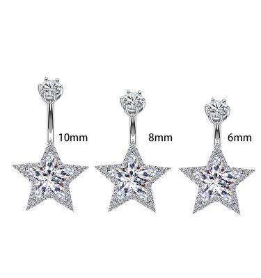 China FASHION Cubic Belly Button Ring Fashion 925 Sterling Silver Star Zircon Belly Bar Belly Piercing Jewelry for sale