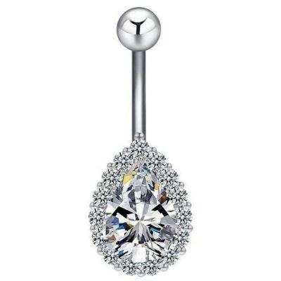 China FASHIONABLE 925 Sterling Silver Navel Bars Tear Drop Belly Button Ring Hot Selling Body Jewelry for sale