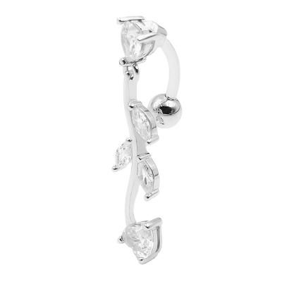 China FASHIONABLE 925 Sterling Silver Belly Button Rings for Women Leaves Design Navel Rings Body Piercing Jewelry for sale