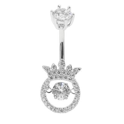 China FASHIONABLE 925 Sterling Silver Sexy Crown Navel Belly Button Rings Women Body Piercing Jewelry for sale