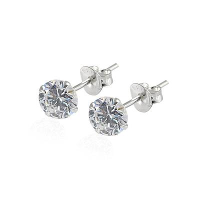 China Classic TRENDY 925 Sterling Silver Clear Cubic Zircon Earring Claw Set Earring With Butterfly Back for sale