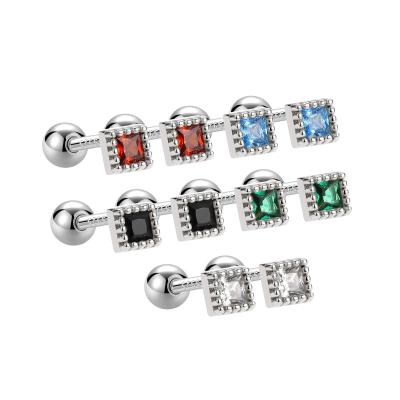 China FASHIONABLE Multicolor Stud Earrings S925 Sterling Silver Custom Star Jewelry Square Stud Earrings From Hasite for sale