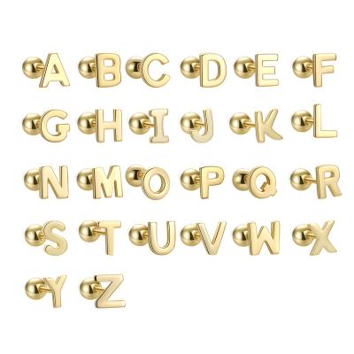 China FASHIONABLE English Alphabet Smooth Optional S925 Sterling Silver Alphabet Screw Stud Earrings for sale