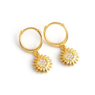 China CLASSIC Popular Silver Gold Plated Circle Earring Sunflower Earrings 925 Huggie Earrings for sale