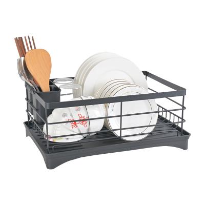 China Sustainable Hot Selling Modern Black Kitchen Sink Set Dish Rack Plastic Dish Drainer Drying Rack Shelf for sale