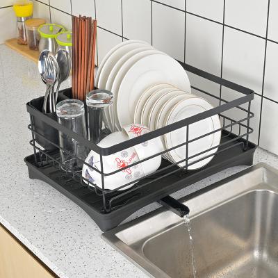 China Sustainable Hot Selling Modern Black Kitchen Sink Set Dish Rack Plastic Drainer Dish Rack Drying Rack for sale