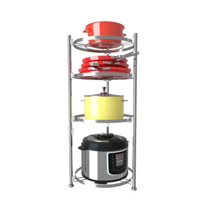 China Sustainable High Quality Kitchen 4 Layer Floor-standing Multi-Layer Stainless Steel Shelf Pot Rack Storage Rack for sale