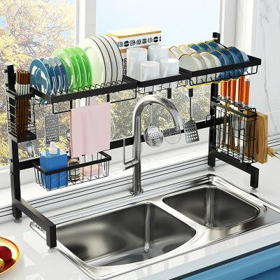 China Sustainable Hot Selling Multifunctional Round Tube Dish Metal Square Tube Dish Drying Rack Over The Sink for sale