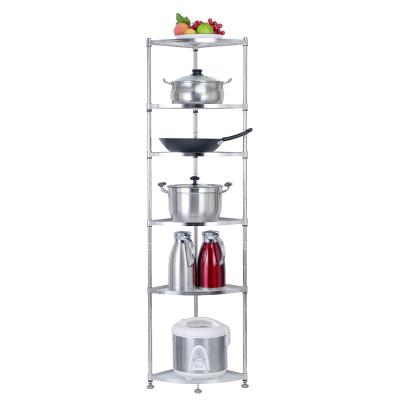 China New 6 layers viable hot stainless steel kitchen fan-shaped pot rack, multi-layer storage rack, multifunctional kitchen rack for sale