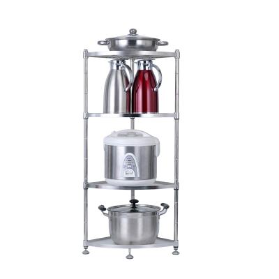 China Factory Wholesale Kitchen Viable 4 Layers Corner Stainless Steel Multifunctional Storage Rack Kitchen Pan Rack Storage Rack for sale