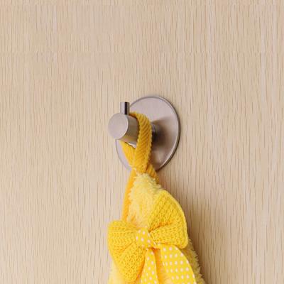 China Non-slip Heavy Duty Waterproof Stainless Steel Kitchen Bathroom Bathrobe Towel Hook Viable Self-adhesive Wall Hanging Hook for sale